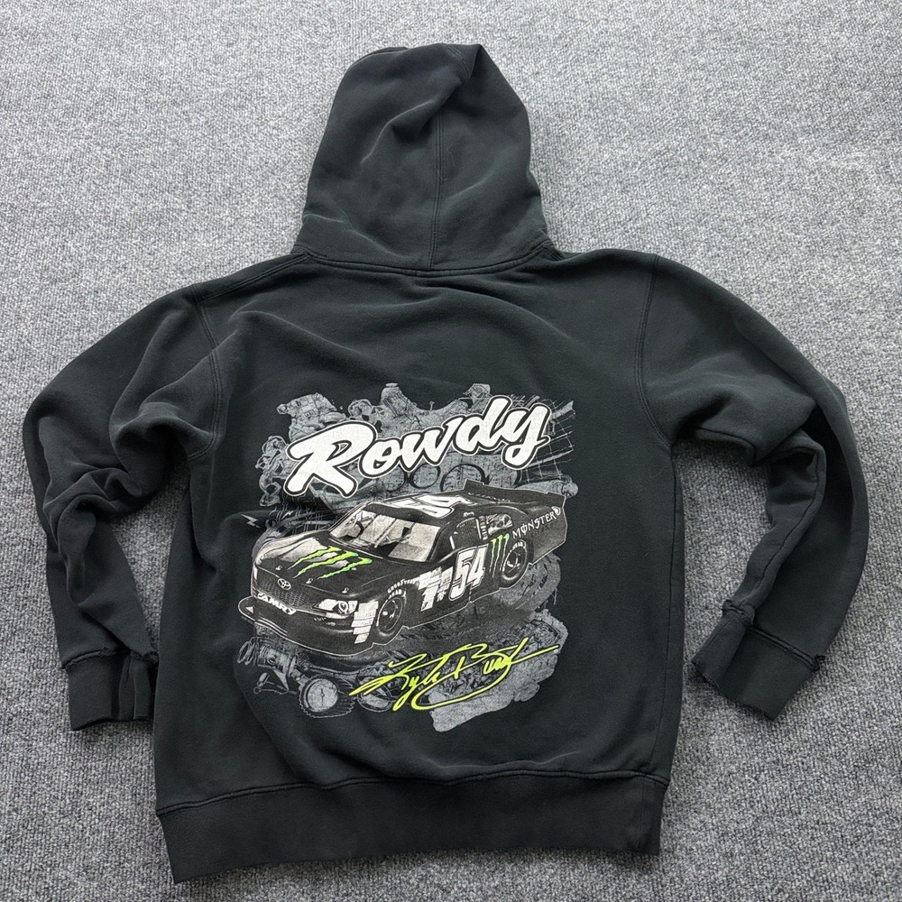 Kyle Busch Hoodie Mens Small Black Rowdy 54 Monster Distressed Racing Thrashed